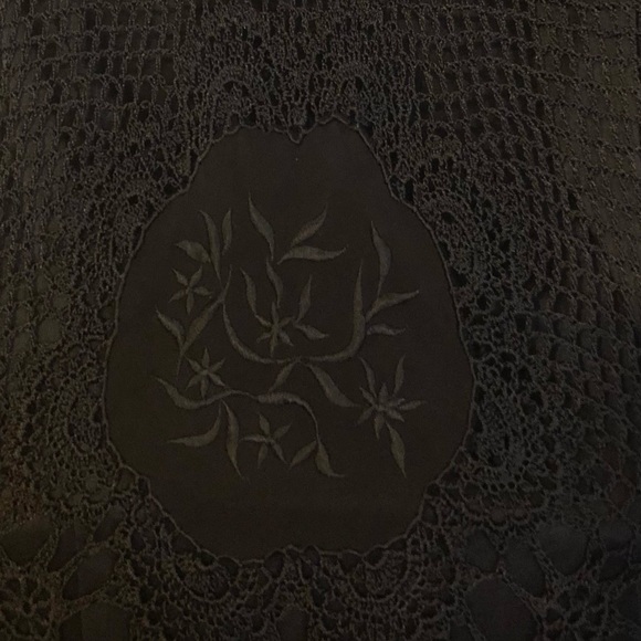 Crocheted net goth elvira noir Vtg vintage 90s romantic evening dress size Large - Picture 5 of 7